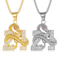 Stainless Steel Hip Hop Black Mamba Pendant Necklace for Men Women Full Zircon Gold Plated Basketball Star 24 Commemorative Gift