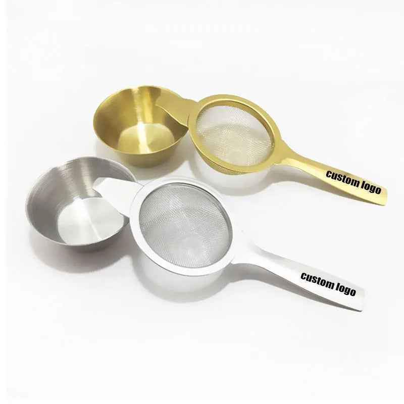 2 Pcs/set Stainless Steel Matcha Sieve Custom Logo Sifter Fine Mesh Matcha Strainer for Powder Flour Tea Coffee