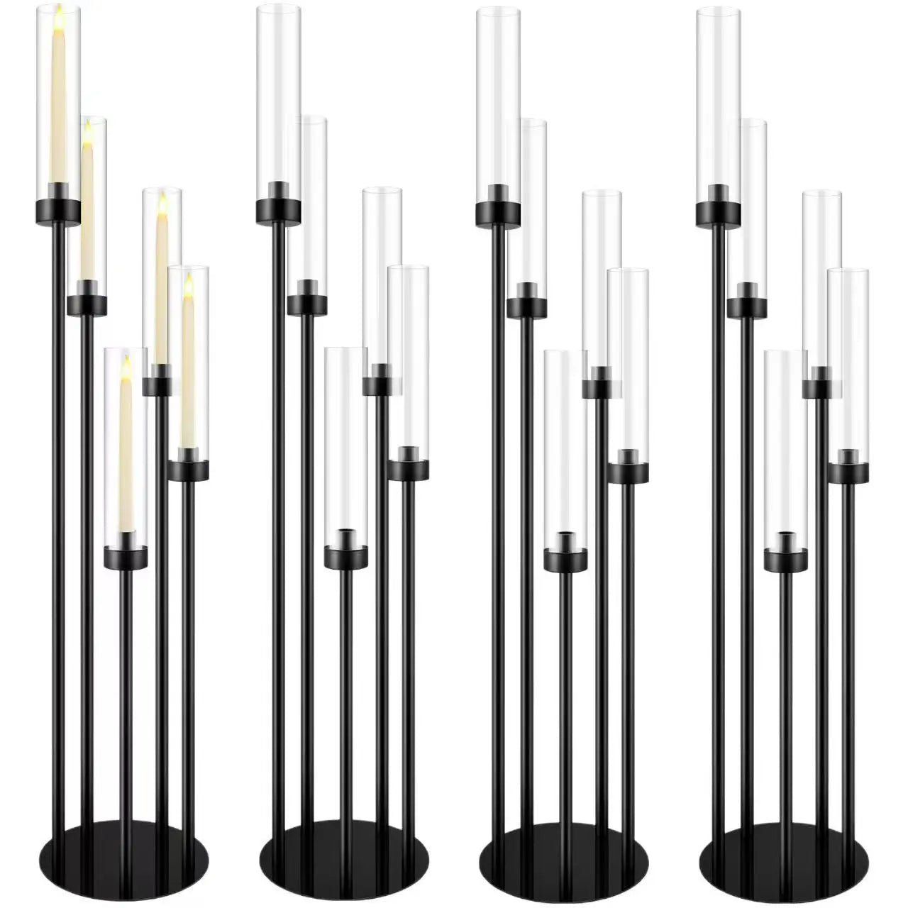 LANJO 5/9 ARMS Black European-Style Iron 106CM 28CM Length China Candelabra for Wedding Creative Road Guide