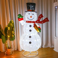 Nicro 1.2m LED Snowman Party Gift Tinsel Indoor Stakes Festival Supplies Metal Snowman Foldable Christmas Motif Light Decoration