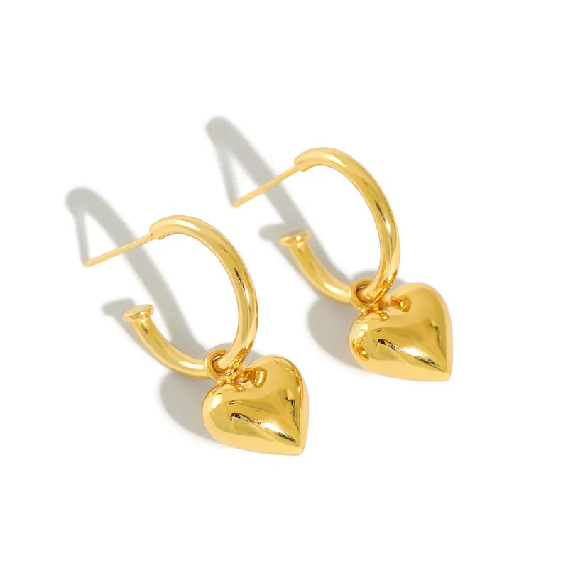 925 Sterling Silver Heart Drop Pendant Earrings Love Statement Fashion Earring for Women