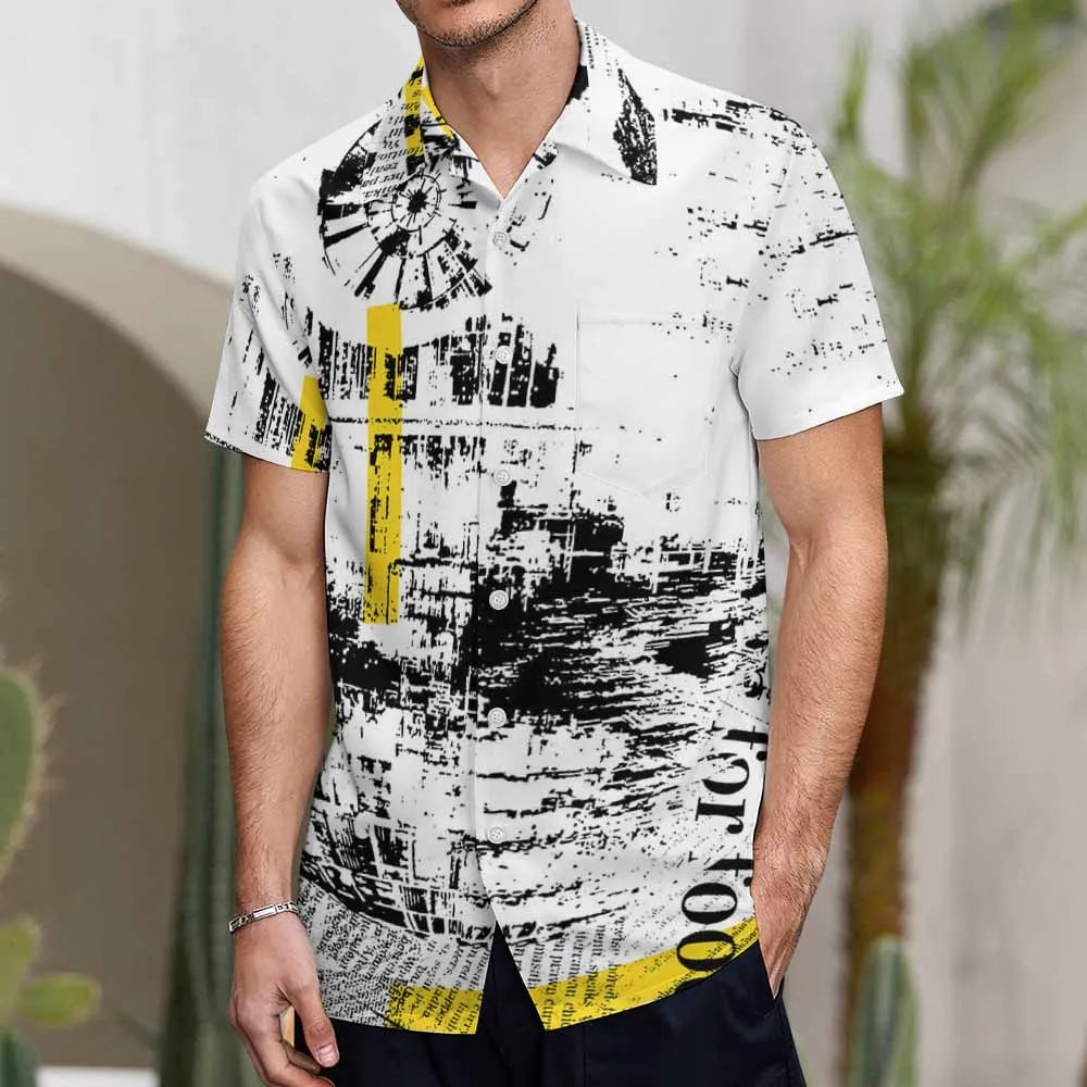 Custom Logo Short Sleeve Casual Summer Wear Shirts 100% Polyester Office Shirt Men Wholesale