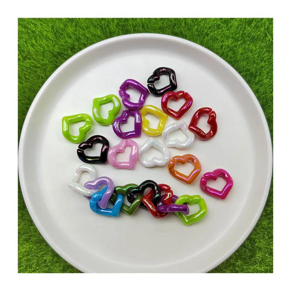 100pcs Acrylic Flat Twist Heart Open Ring Link Chain Beads Connector Parts for Jewelry Making Necklace Eyeglasses Chains