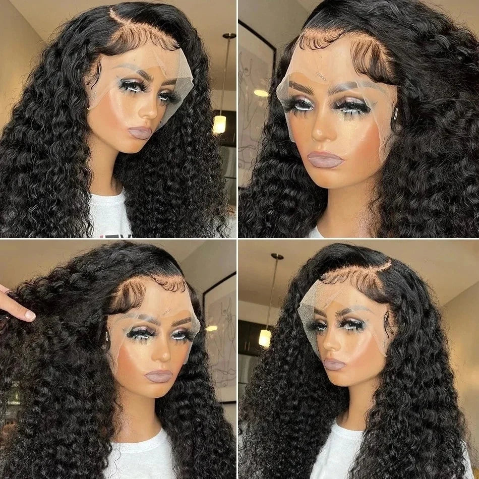 Wholesale Swiss Lace 180 Density Pre Plucked Deep Wave Wig Raw Virgin Indian Human Hair 13x4 Hd Transparent Lace Frontal Wigs