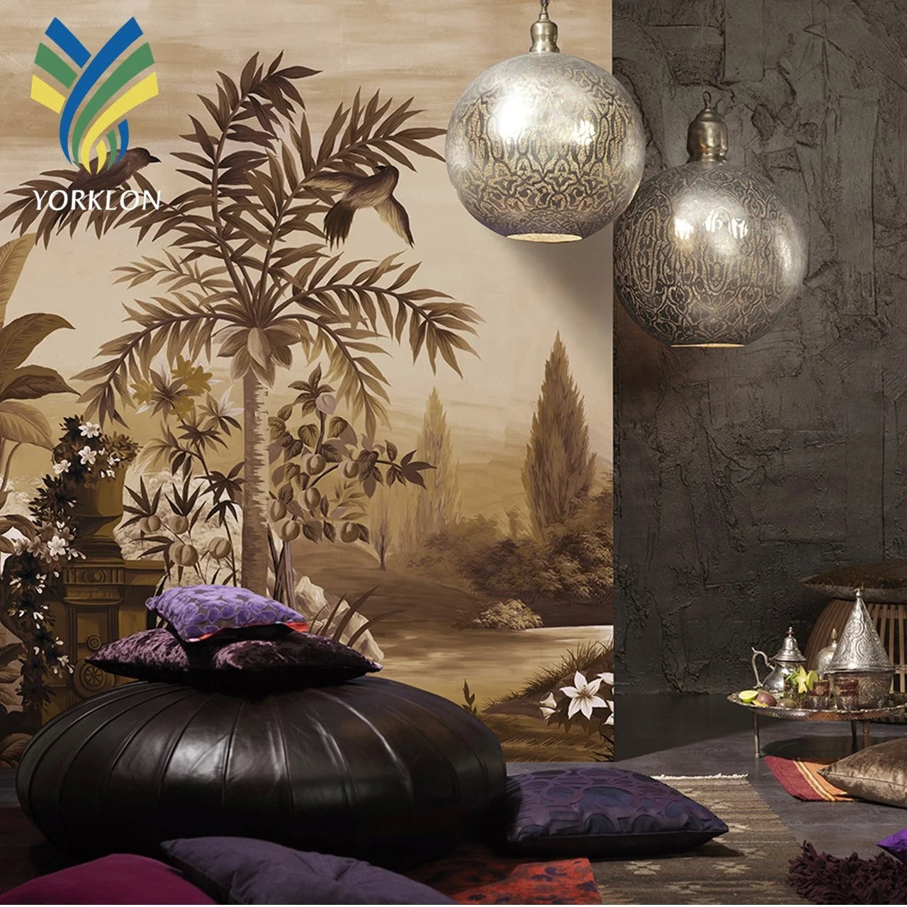 Non Woven Grass Cloth Forest Flower Wood Decorative Wall Papers Decor Living Room Children 5D 3D Tropical Wallpaper