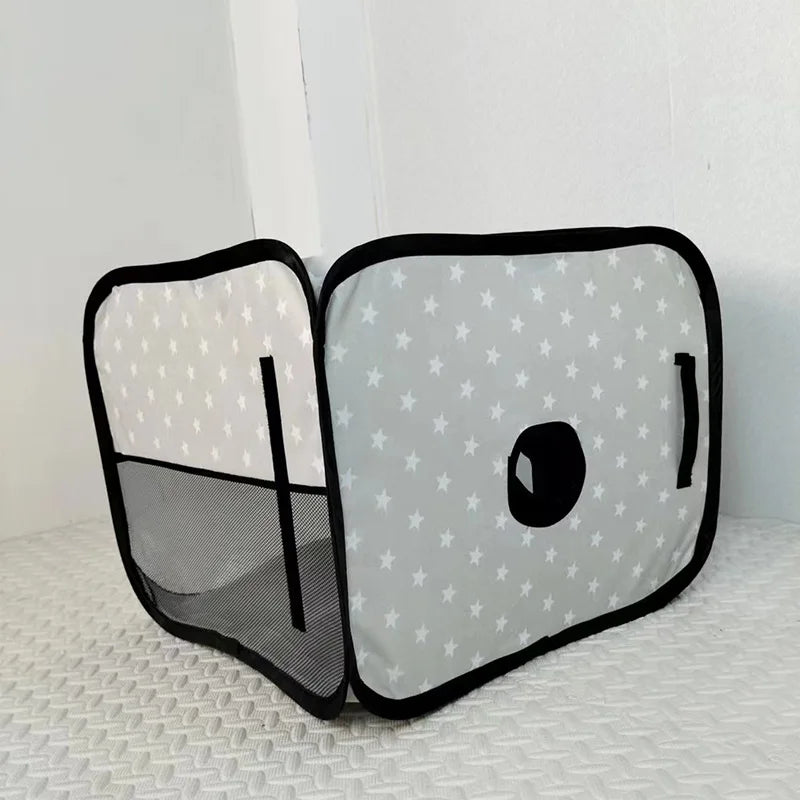Portable Home Travel Pet Kennel Foldable Cat Eco-Friendly Blow Dry Room with Anti-Hair Flying Feature Interactive Cage Box