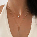 Multilayer Women Fashion Gold Color Double Layers Chain Necklace Crystal Strip Long Pendant Necklaces Jewelry Jewelry Gift
