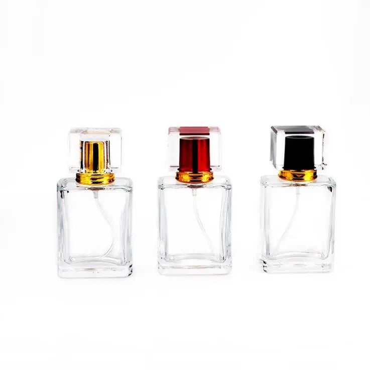 Wholesale Luxury Glass Perfume Spray Bottle 30ml 50ml Square Rectangular with Screw Cap Elegant Design for Premium Fragrances