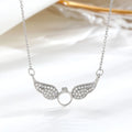 925 Sterling Silver Round Circle Ring Wing Pendant Women Fashion CZ Diamond Angel Wing Clavicle Chain Necklace