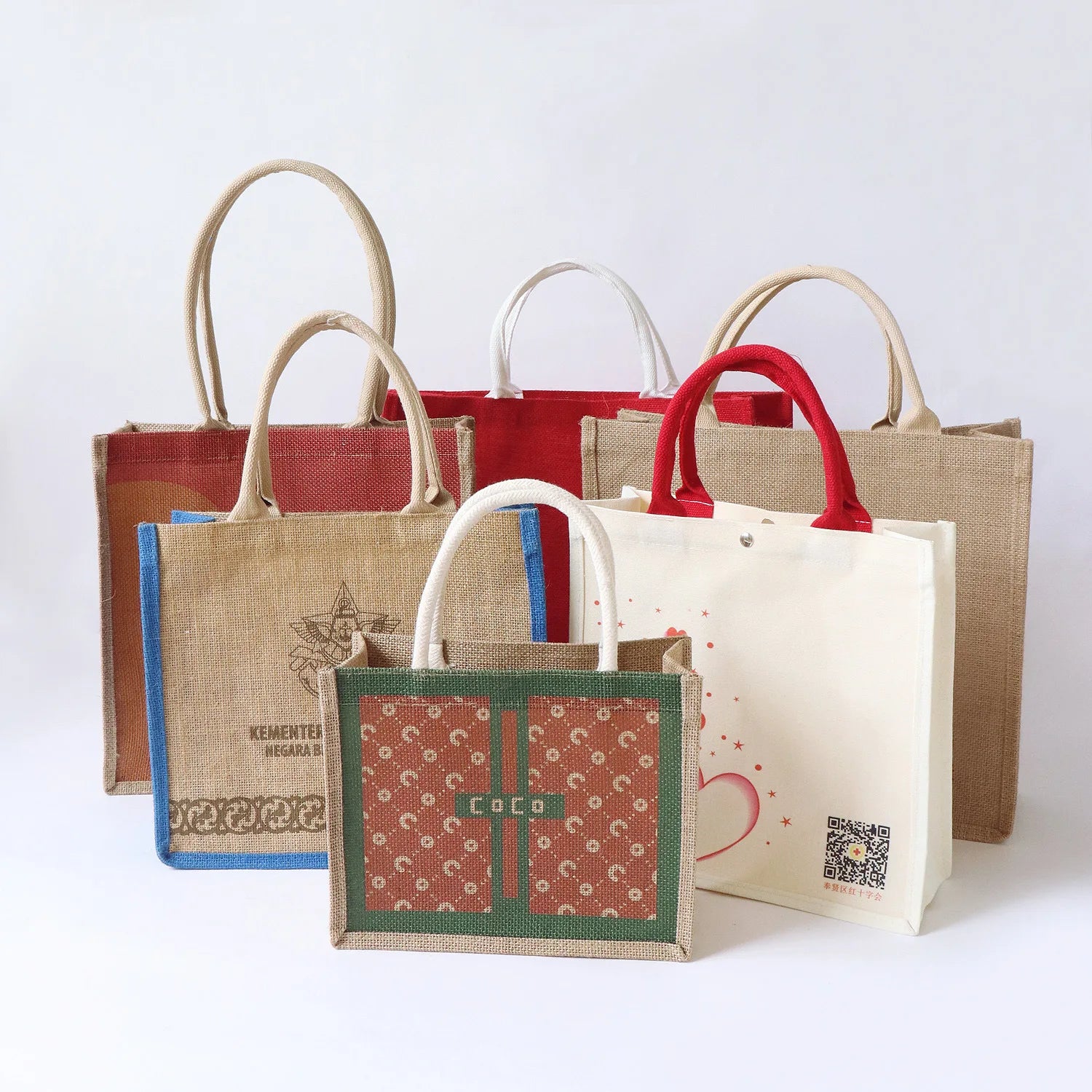 Customizable Designer Nonwoven Reusable and Eco-friendly Jute Bag Wholesale Ladies Hand Beach Used Jute Gunny Bag Jute Tote Bags