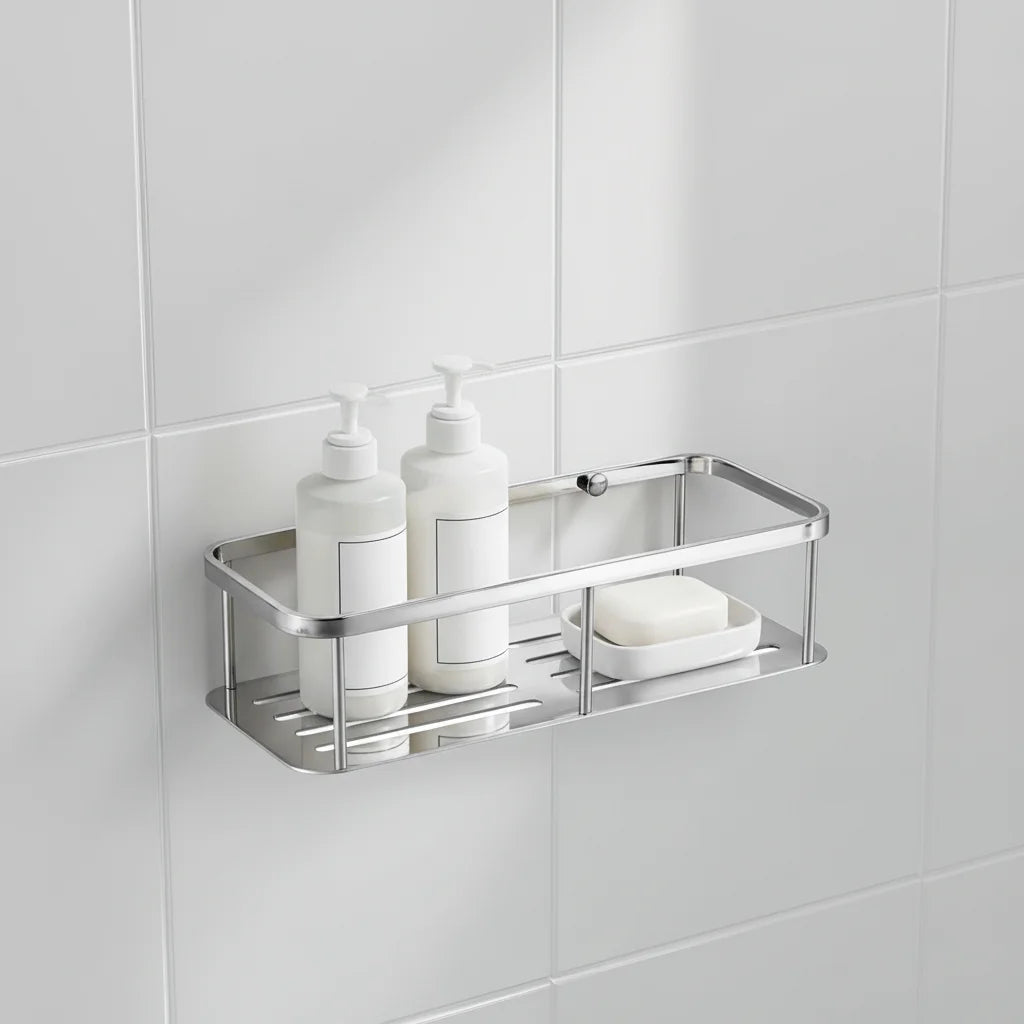 Modern Eco-Friendly Stainless Steel Corner Mounted Shower Caddy Soap Basket Shampoo Rack Rustproof for Hotel Apartment Bathrooms