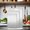 2026 Wholesale Durable Double Sided Titanium Metal Chopping Blocks Board 304 Stainless Steel Cutting Board for Kitchen Usage