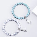 New Arrival 2-Pcs Set Diamond Natural Stone Distance Heart Magnet Beads Valentine's Day Couple Bracelets Lovers Bangle Type Gift