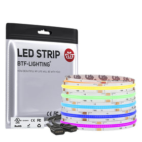 BTF-LIGHTING UL Listed FCOB COB RGB Changing Uniform Light Flexible High Density DC12V 24V 810 840 LEDs COB RGB Led Strip Light
