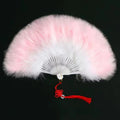 Wedding Party Decoration Turkey Feather Dyed Color Hand Fans for Dance Bridal Shower Bride Bridesmaid Photos Props
