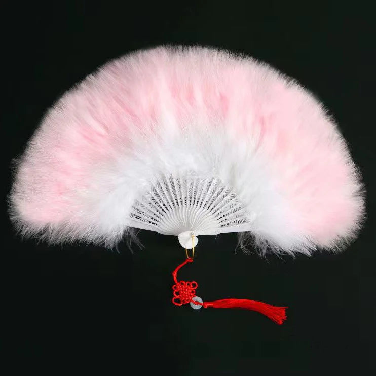 Wedding Party Decoration Turkey Feather Dyed Color Hand Fans for Dance Bridal Shower Bride Bridesmaid Photos Props