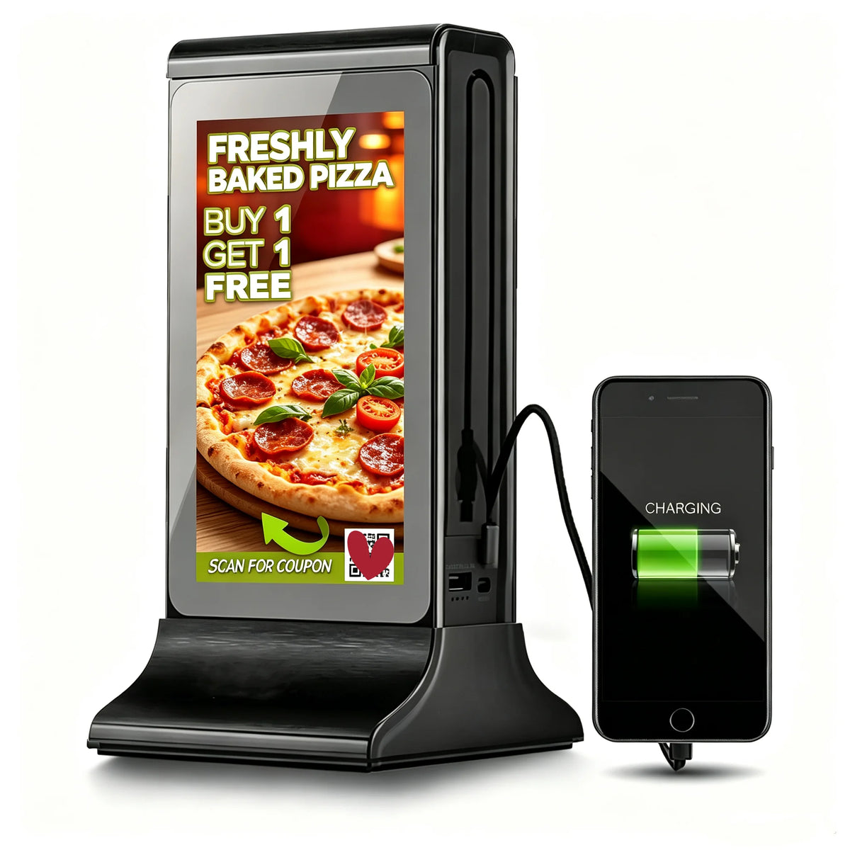 Tabletop Desktop CMS Double 7 Inch LCD Touch Screen WiFi Android Menu Order Advertising Display Digital Signage Media Player MegaBDM