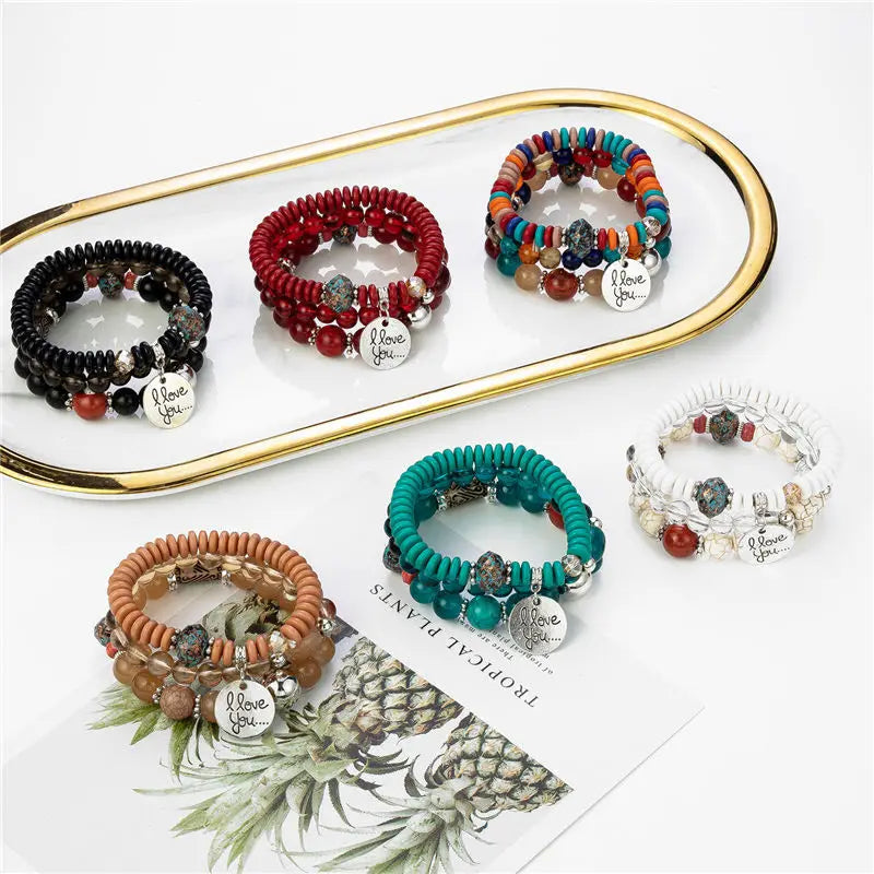 New Bohemian Women's Diamond Bracelet European and American Fashion Cute Bracelet Multi-layered Bracelets Hot Sale