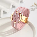 Cross-border New Punk Bracelet Simple Temperament Leather Bracelet Magnetic Fashion Multi-layer Leather Cuff Bracelet Women