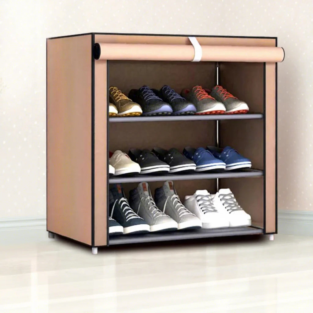 Household 4/5 Layers Extendable Shoe Rack Multi-layer Steel Pipe Assembly Non-woven Cloth Dustproof Modern Design Shoe Cabinet