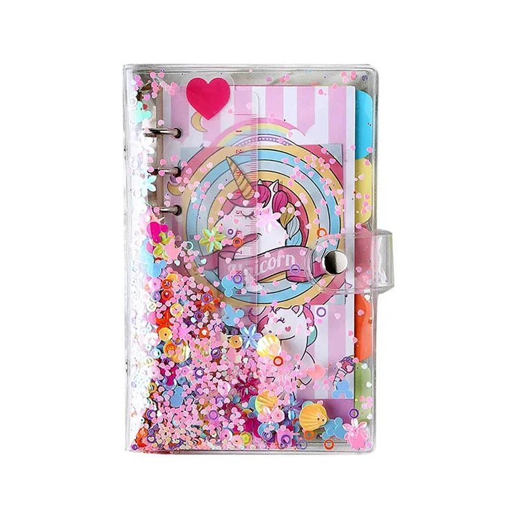 Loose Leaf Folder Binder School Office Kawaii Glitter Sequins Notebook
