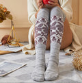 Womens Over Knee High Fuzzy Socks Cute Cartoon Thigh High Stockings Warm Stripe Leg Warmers