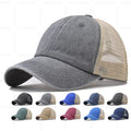 Hot Sale Custom Embroidery Logo New Model Mesh Blank 6 Panel Vintage Mesh Baseball Caps Washed Distressed Trucker Hats