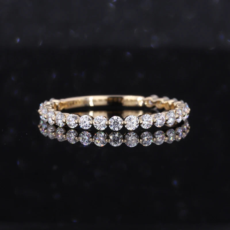 Starsgem Round Cut  DEF VVS White 2mm Moissanite Gemstone Engagement 14K Gold Ring Women