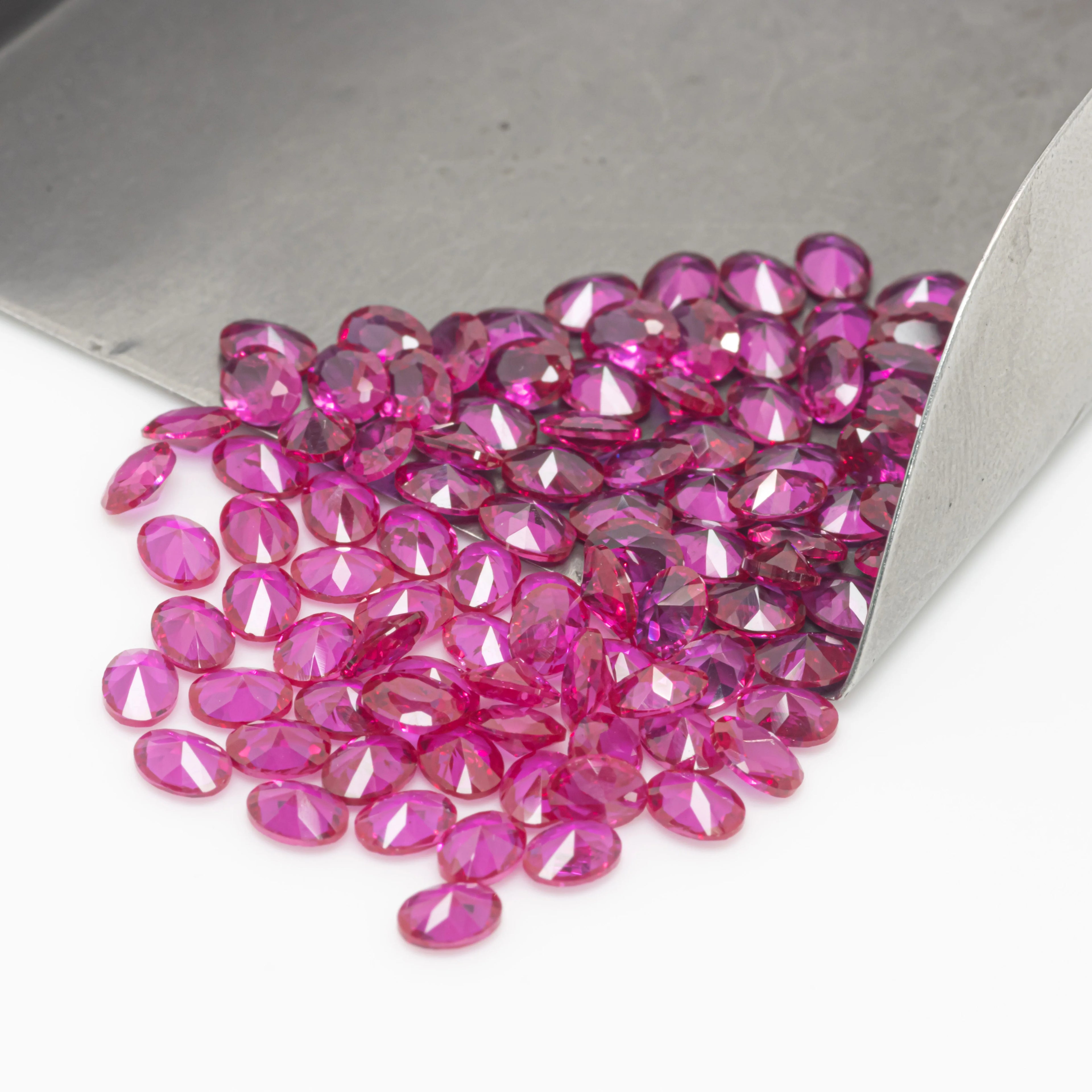 HanYu Fast Dispatch Melee Size Stone Oval Cut Synthetic Loose Gemstone 5# Red Ruby Corundum