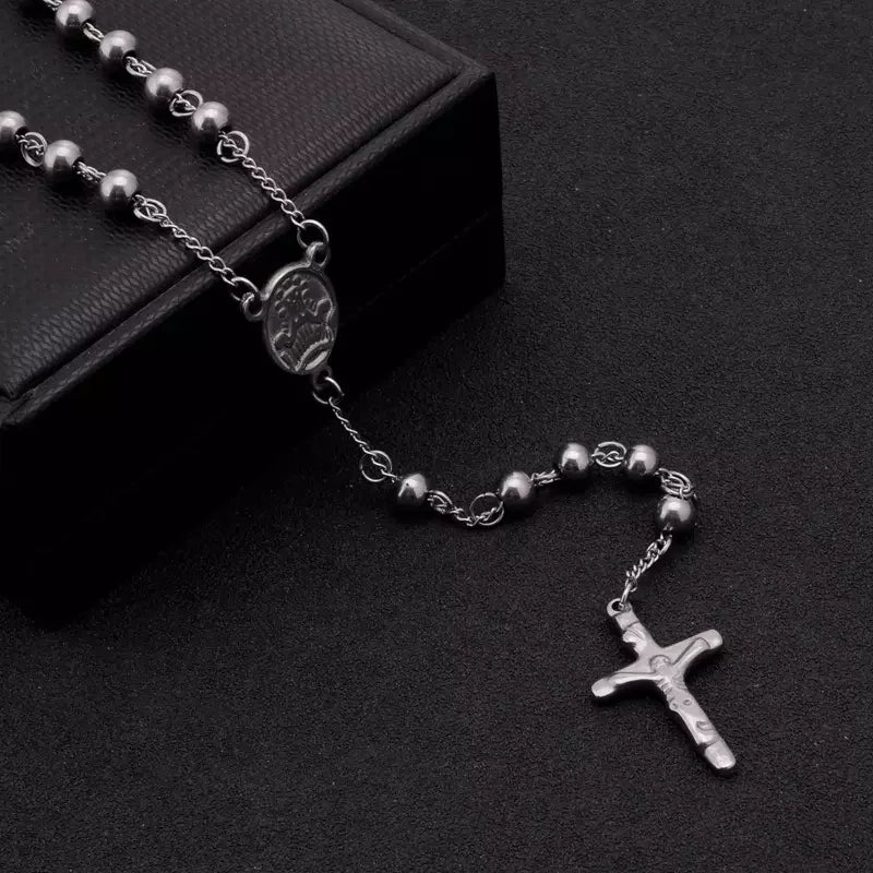 Manufacturer Supply Religious Cross Stainless Steel Rosary Necklace Buddha Bead Sweater Chain Pendant
