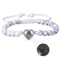 Fashion 100 Languages I Love You Bracelet Pink Beaded Bracelet Crystal Frosted Stone Heart Projection Stone Bracelet