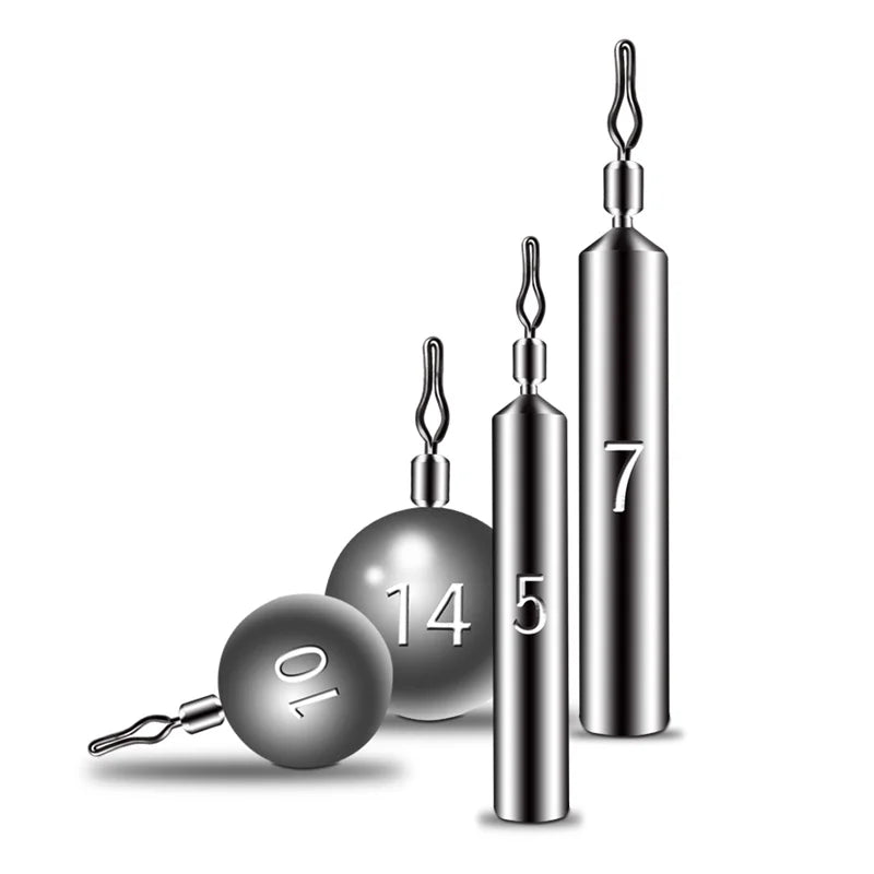 3.5g 5g 7g 10g 14g Inverted Fishing Lead Sinkers Kit Drop Cylindrical Spherical Shape Fishing Accessories Tackle