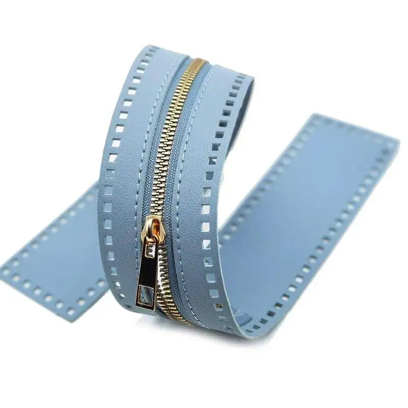 Hengda Factory Customized 5# PU Leather Zipper for Small Pouch Golden Leather Waterproof Resin Zipper