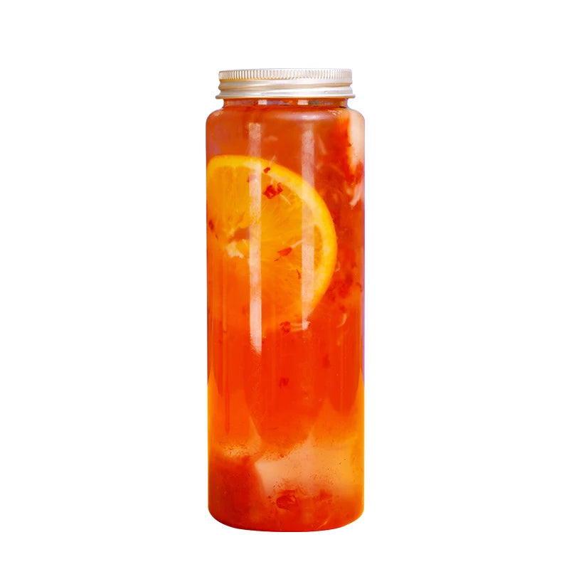 Sculpted Cylinder PET 400ml/500ml Beverage Bottle Aluminum Screw Cap Screen Printed for Juice Soda Tea Energy Drinks Mineral