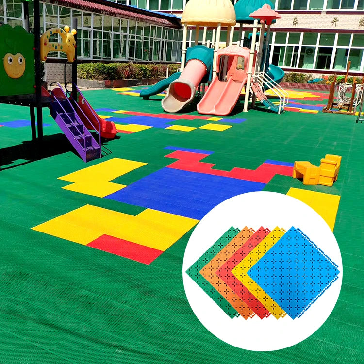 TPE Movable Professional Kindergarten Court Interlocking Floor Tiles Outdoor Sport Flooring Dongxing DX12 Easy Installation