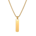 Custom Engravable Vertical Bar Necklace 18K Vacuum Gold Plated Stainless Steel Personalized Pendant Jewelry for Men