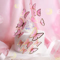 HelloWorld 5pcs Ins Paper Pink Vivid Beautiful Butterfly Happy Birthday Party Decorations butterfly Cake Decoration Decor Mariposa Sticker