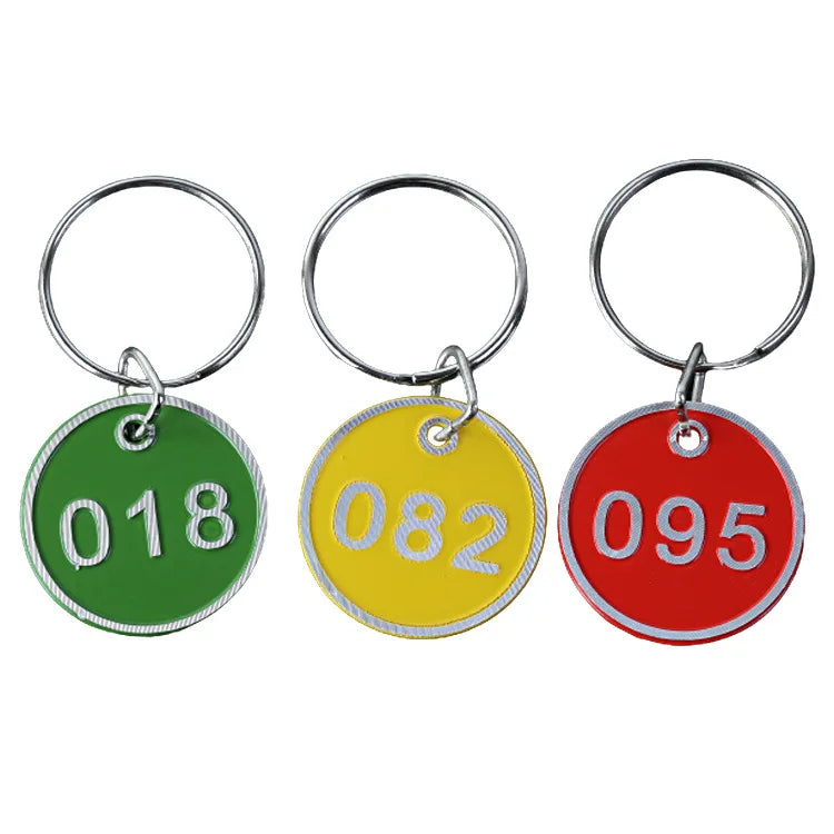 1-200 Number Colorful Tough Aluminum Metal Numbered Marking Identification Hang Tags Luggage Labels ID Tag with Split Rings