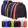Men's Autumn Lightweight Stand Hooded Windbreaker Jacket Quilted Puffer Plain Dyed Thin Woven Fabric Waterproof Breathable Front