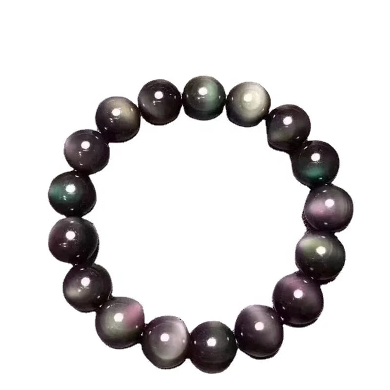 Wholesale 6mm 8mm 10mm Natural Colors Crystal Bracelet rainbow Obsidian Bracelet for Gift