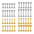 316L Stainless Steel Gold Plated Punk Style Ball Top Labret Lip Ring Nose Stud Ear Stud Women's Body Piercing Jewelry