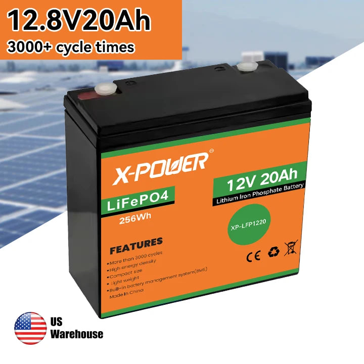 US Stock 12V 20Ah LiFePO4 Battery Hot Sale for Power Wheelchair Scooter Fish Finder IP54 Security 5-Year Lifespan BMS Alarm