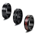 Chain Dragon Pattern Beveled Edges Celtic Black Rings Stainless Steel Fidget Spinner Rings for Men Wedding Ring