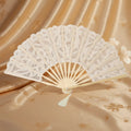 Elegant Women's Bamboo Carved Love Theme Folding Fan for Wedding Decoration & Gift