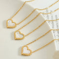 White Sea Shell Heart-shaped 18K Gold Plated Sweet Unique Beads Heart-shaped Heart Shaped Pendant Necklace Earring Set