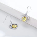 Women Jewelry 925 Sterling Silver Rhodium Plated&Gold Plated Sunflower Heart Hook Earrings