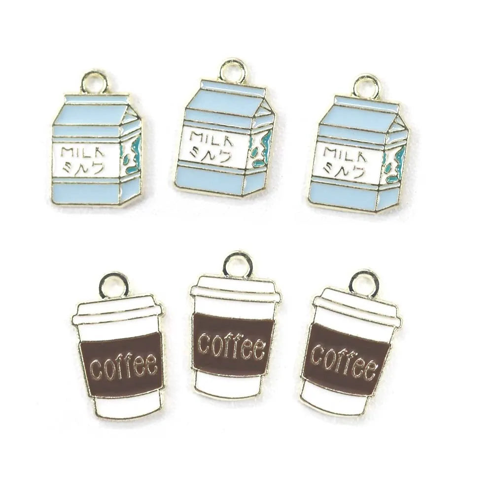 Coffee Drink Milk Oil Enamel DIY Charms for Bag Earring Necklace Jewelry Making Handmade Pendant