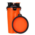 Pet Food Container 2-in-1 Dog Water Bottle with Silicone Collapsible Travel Dog Bowls Outdoor Portable Dog Feeder Drinking Cup