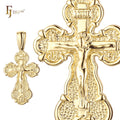 FJ Fallon Fashion Jewelry Russian Orthodox Cross Budded Pendant Plated in 14K Gold Brass Based