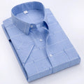 RNSHANGER New Arrival Men Printed Shirt Short Sleeve Summer Soft Smooth Loose Button Down Plaid Thin Regular Fit Shirts
